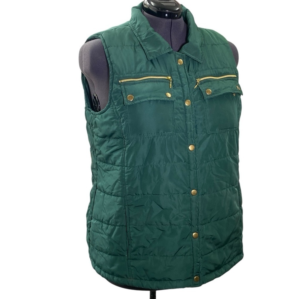 Kim Rogers Women's plus size 1X Green Quilted lightweight puffer Vest
